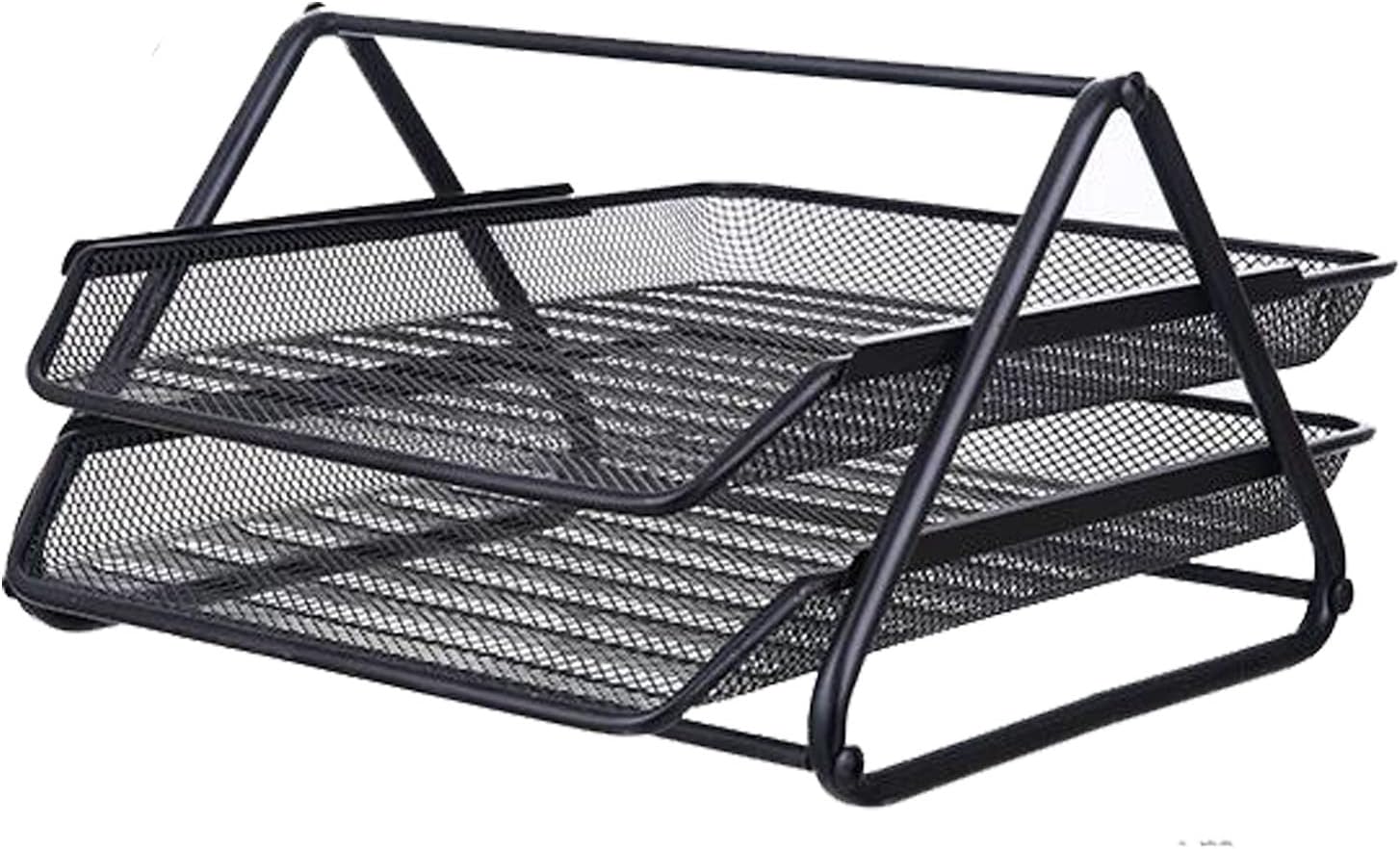 Metal Mesh Paper Tray Desk Organiser (2 Tier) image 2