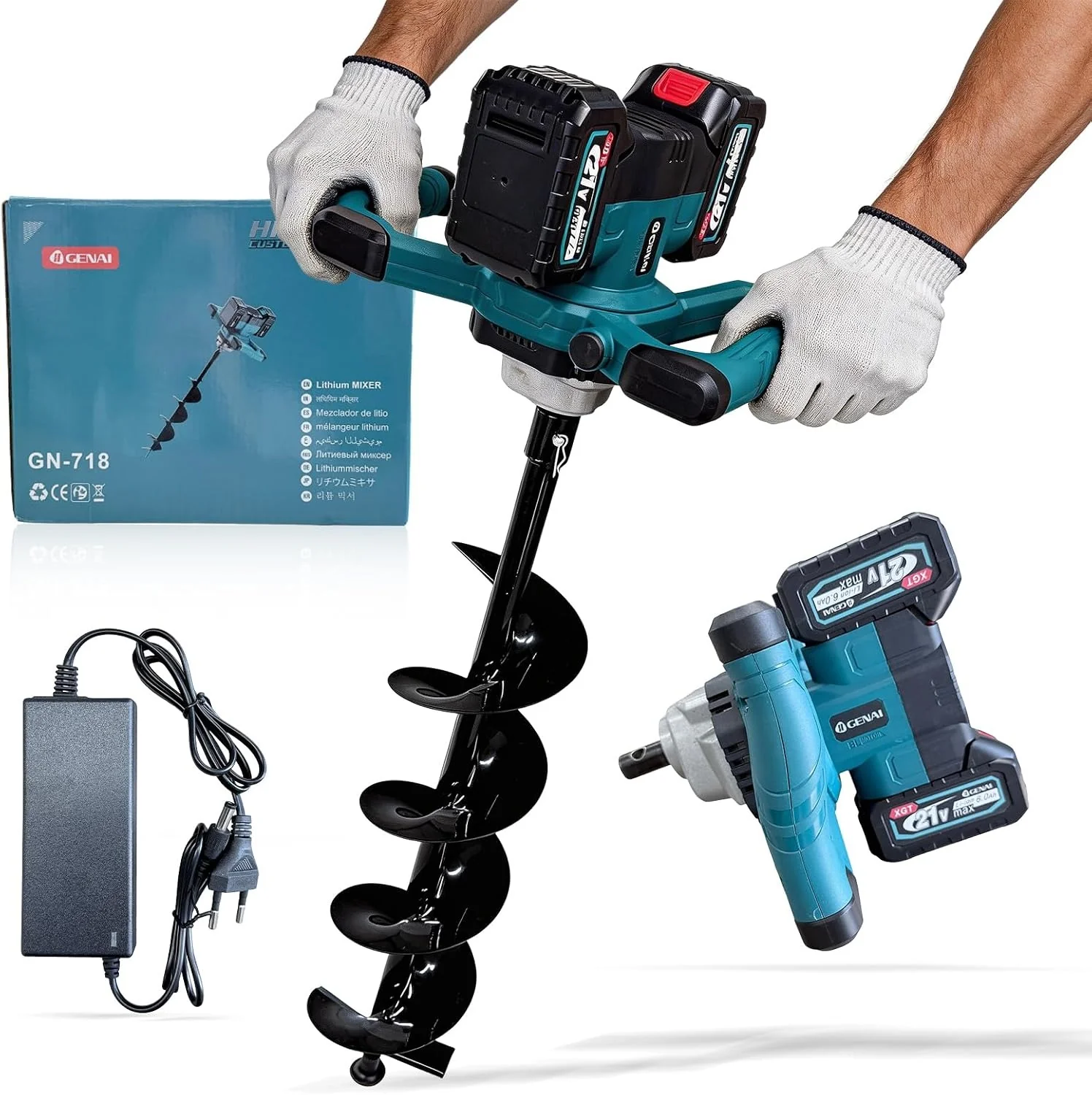 Electric Earth Auger Drill 600-1800W with Helicoidal Bit image 3