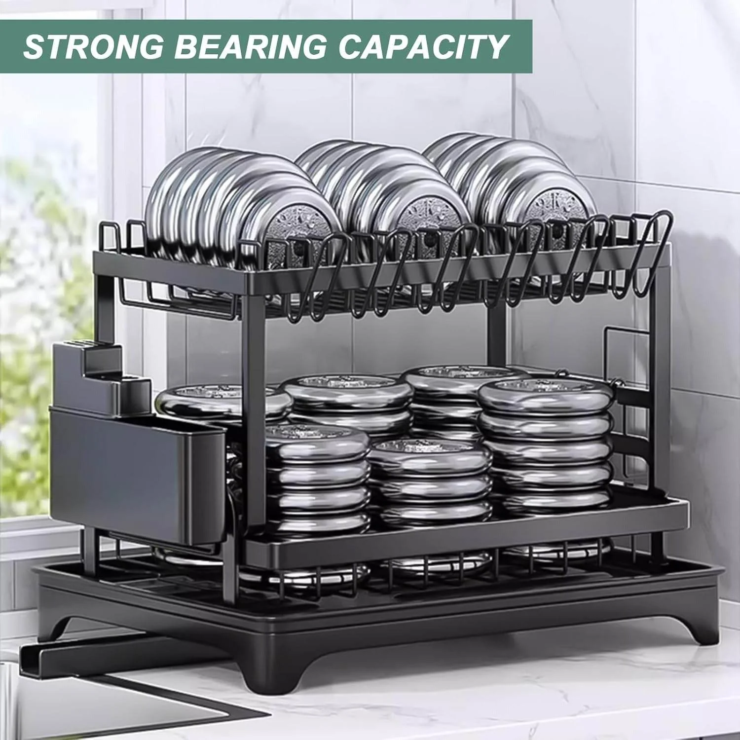 Auto Drain Dish Drying Rack (2 Tier) image 4